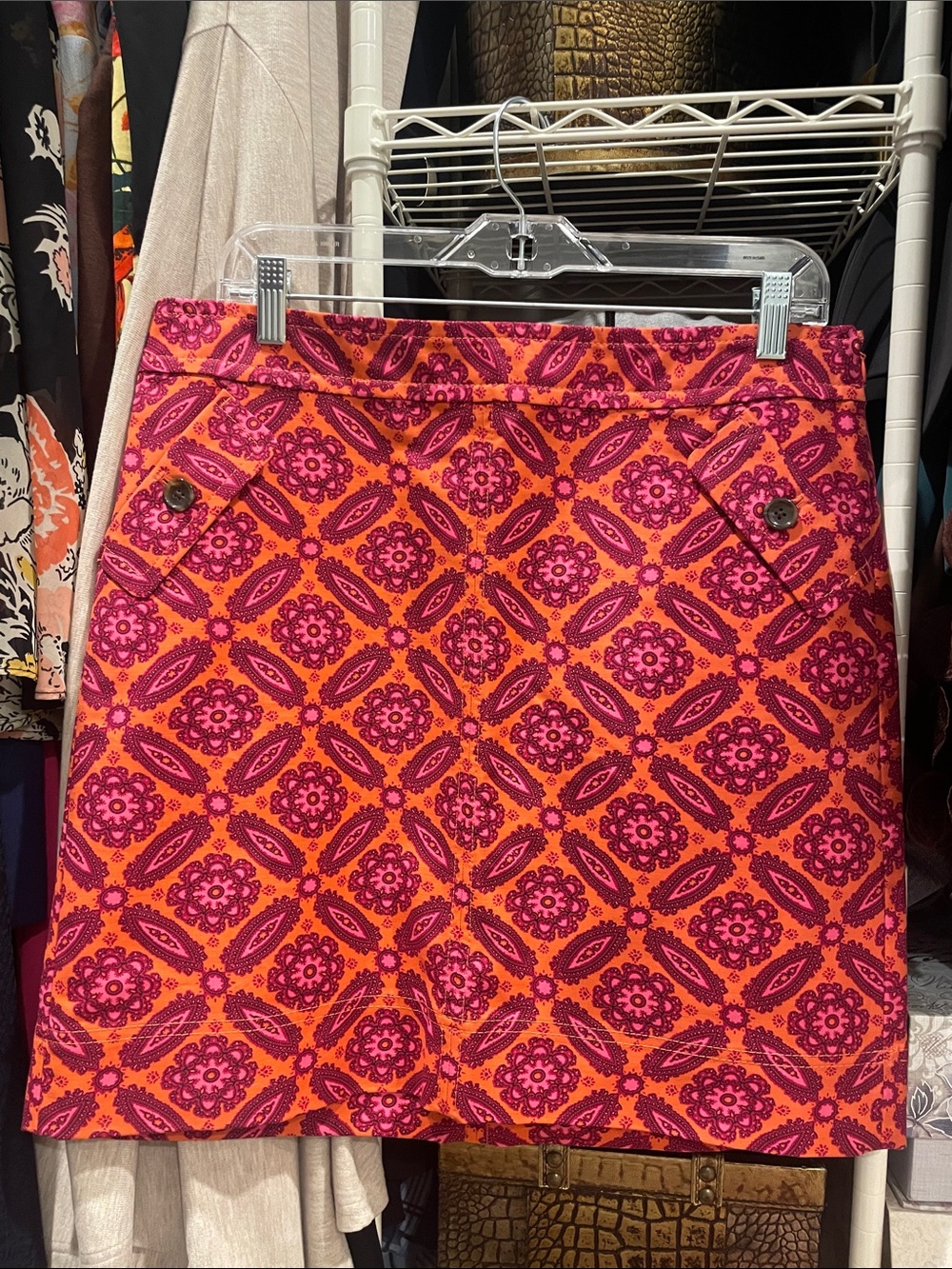 Vibrant Pink and Orange Printed Skirt